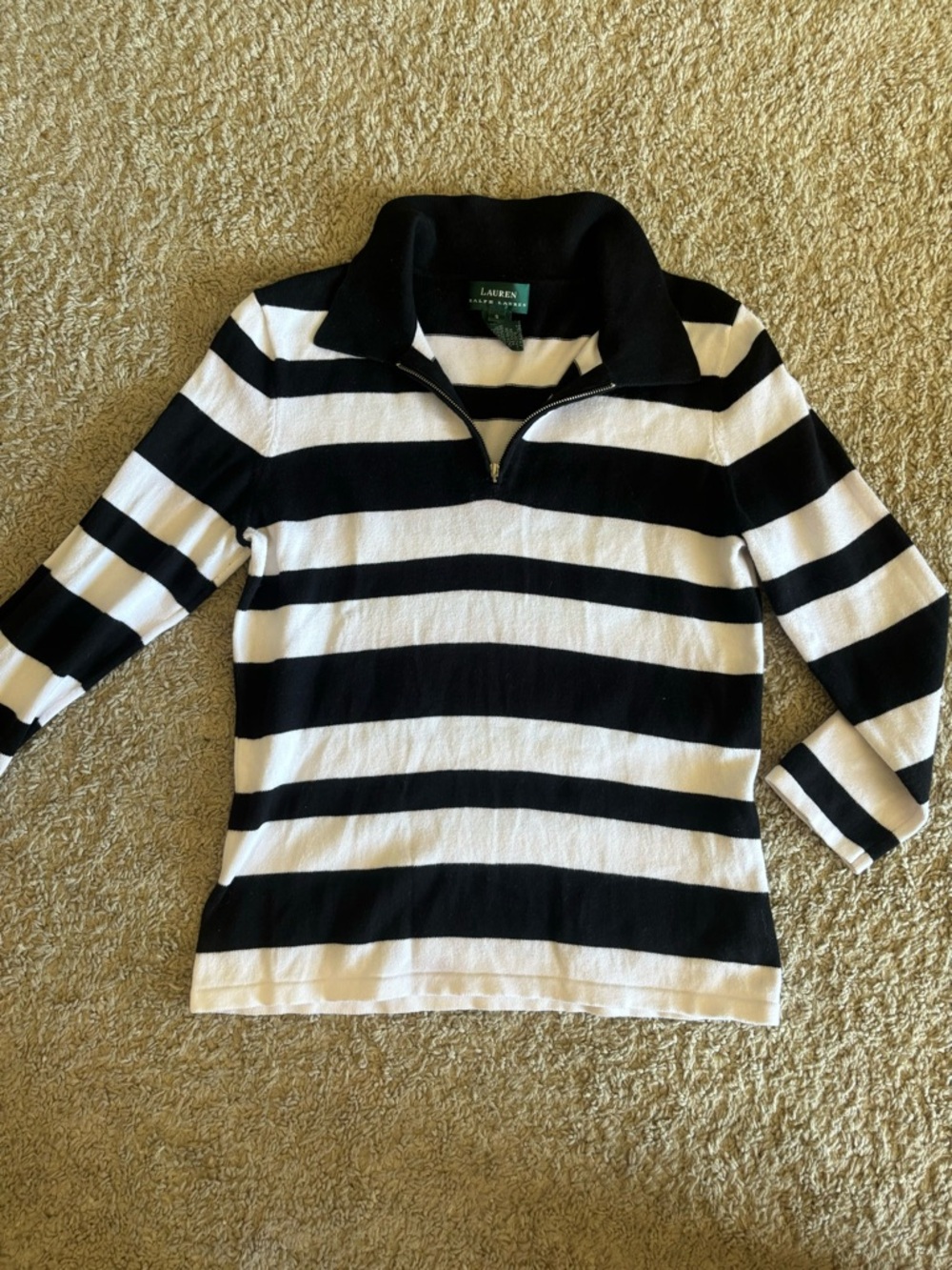 Lauren Ralph Lauren Black & White rugby sweater top